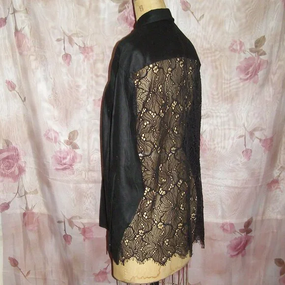 NWOT sz M/L Sies Marjan Black Dress shirt with Lace Back - Picture 3 of 8